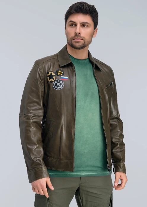 Купить куртка пилот кожаная «св» коричневый-хаки в интернет-магазине ArmRus по выгодной цене. - изображение 4