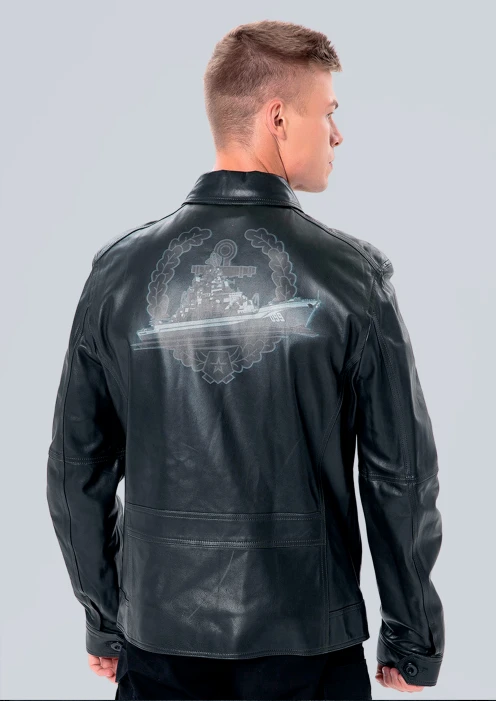 Купить куртка-пилот кожаная «вмф» сине-черная в интернет-магазине ArmRus по выгодной цене. - изображение 2