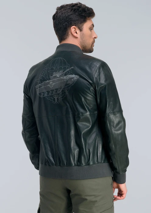 Купить куртка-бомбер кожаная «вдв» темно-синяя в интернет-магазине ArmRus по выгодной цене. - изображение 2