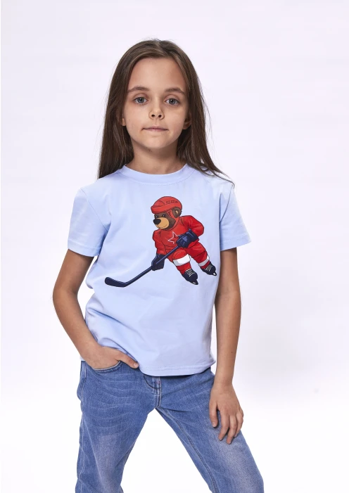 Купить футболка детская «медведь-хоккеист» голубой в интернет-магазине ArmRus по выгодной цене. - изображение 8