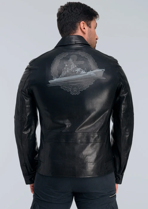 Купить  куртка-пилот кожаная «вмф» черная в интернет-магазине ArmRus по выгодной цене. - изображение 2