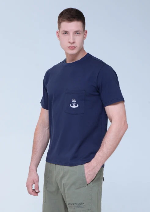 Купить футболка мужская «якорь» темно-синяя с карманом в интернет-магазине ArmRus по выгодной цене. - изображение 3