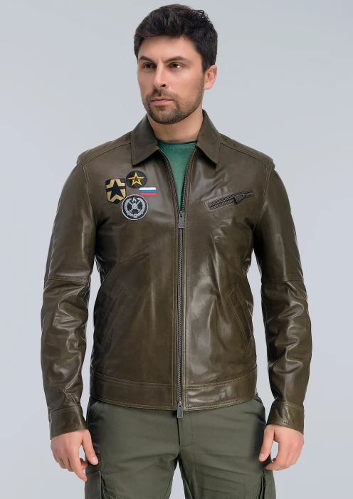 Купить куртка пилот кожаная «св» коричневый-хаки в интернет-магазине ArmRus по выгодной цене. - изображение 3