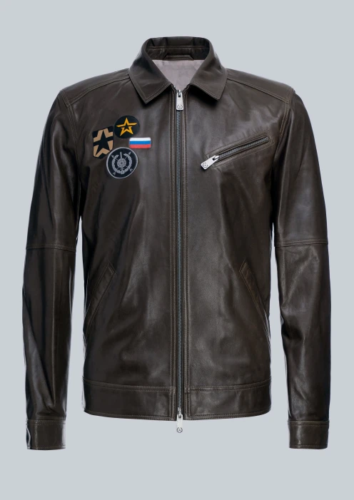 Купить куртка пилот кожаная «рвсн» коричневый-хаки в интернет-магазине ArmRus по выгодной цене. - изображение 8