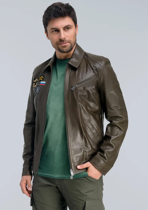 Купить куртка пилот кожаная «рвсн» коричневый-хаки в интернет-магазине ArmRus по выгодной цене. - изображение 5