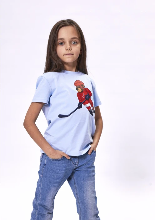 Купить футболка детская «медведь-хоккеист» голубой в интернет-магазине ArmRus по выгодной цене. - изображение 7