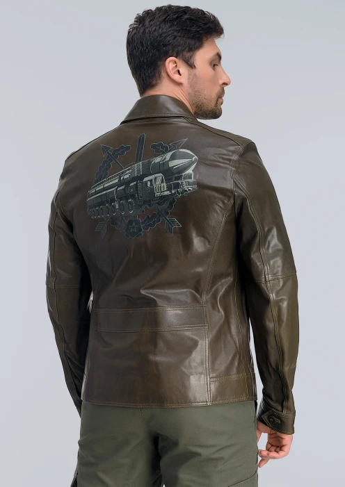 Купить куртка пилот кожаная «рвсн» коричневый-хаки в интернет-магазине ArmRus по выгодной цене. - изображение 2
