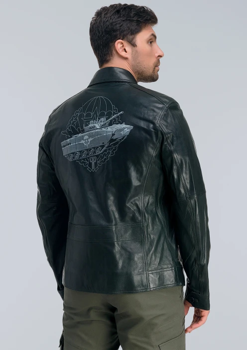 Купить куртка-пилот кожаная «вдв» темно-зеленая в интернет-магазине ArmRus по выгодной цене. - изображение 2