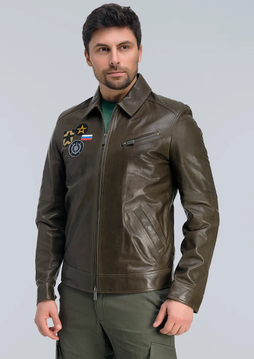 Купить куртка пилот кожаная «рвсн» коричневый-хаки в интернет-магазине ArmRus по выгодной цене. - изображение 1