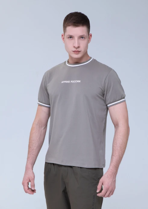 Купить футболка мужская «армия россии» цемент с полосатыми манжетами в интернет-магазине ArmRus по выгодной цене. - изображение 3