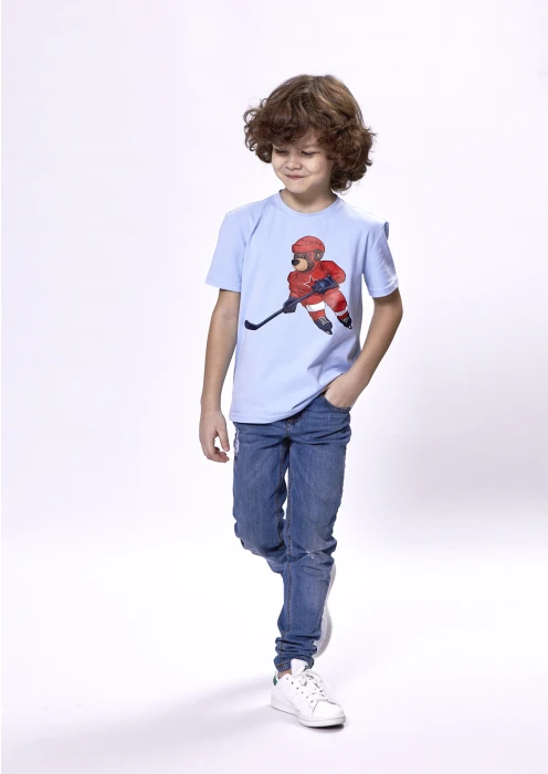 Купить футболка детская «медведь-хоккеист» голубой в интернет-магазине ArmRus по выгодной цене. - изображение 3