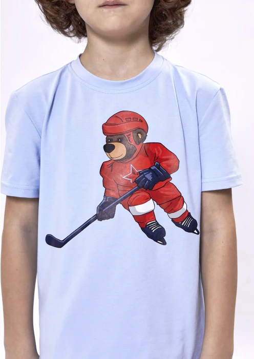 Купить футболка детская «медведь-хоккеист» голубой в интернет-магазине ArmRus по выгодной цене. - изображение 6