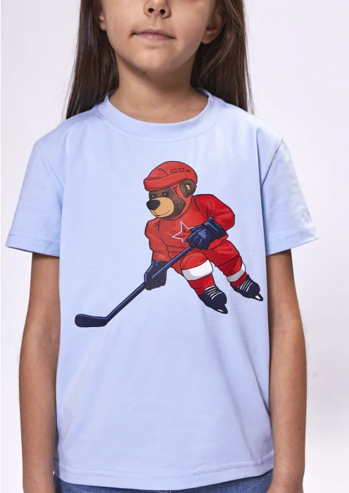 Купить футболка детская «медведь-хоккеист» голубой в интернет-магазине ArmRus по выгодной цене. - изображение 9