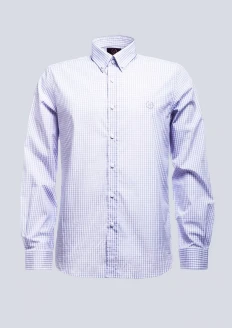 Клетчатая мужская рубашка «Армия России» бело-фиолетовая: купить в интернет-магазине «Армия России