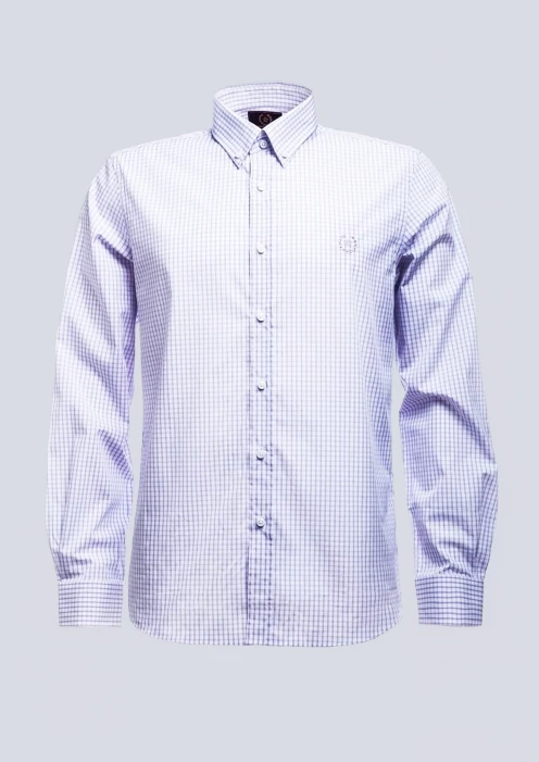 Купить клетчатая мужская рубашка «армия россии» бело-фиолетовая в интернет-магазине ArmRus по выгодной цене. - изображение 1