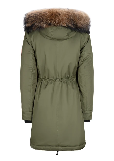Купить куртка утепленная женская (натуральный мех енота) хаки в Москве с доставкой по РФ - изображение 28