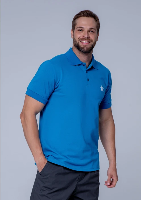 Купить футболка-поло пике мужская «звезда» голубая в интернет-магазине ArmRus по выгодной цене. - изображение 5