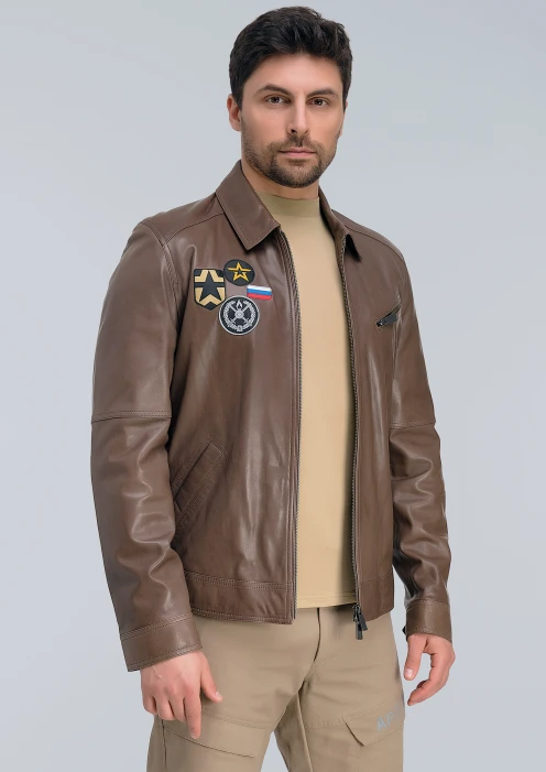 Купить куртка пилот кожаная «св» бежевая в интернет-магазине ArmRus по выгодной цене. - изображение 4