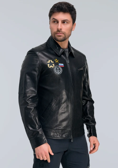 Купить  куртка-пилот кожаная «вмф» черная в интернет-магазине ArmRus по выгодной цене. - изображение 3