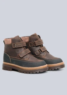 Зимние ботинки детские «Армия России» темно-коричневый - темно-коричневый