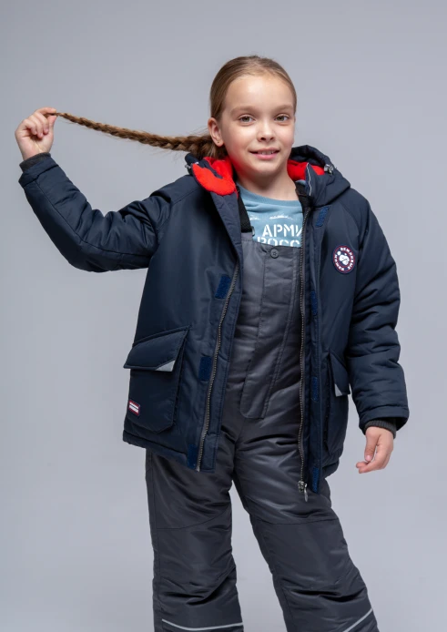 Купить  куртка утепленная детская «вежливые мишки» темно-синяя в интернет-магазине ArmRus по выгодной цене. - изображение 17