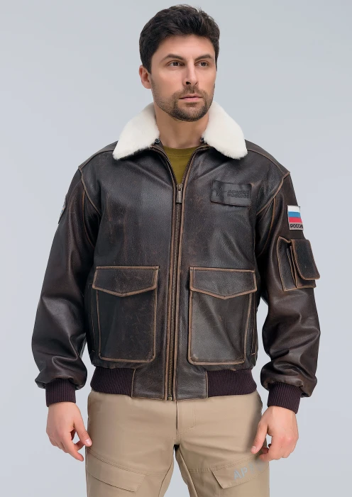 Купить куртка кожаная «победа» с уникальным принтом на спине в интернет-магазине ArmRus по выгодной цене. - изображение 3