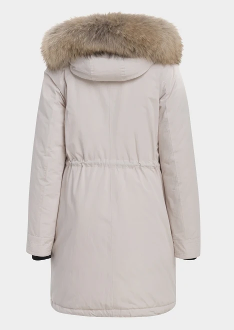 Купить куртка утепленная женская (натуральный мех енота) белая в Москве с доставкой по РФ - изображение 24