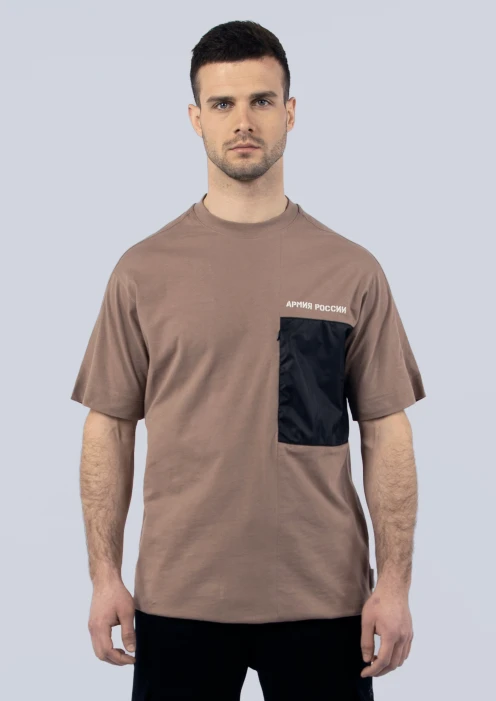 Купить футболка мужская «армия россии» мокко с карманом в интернет-магазине ArmRus по выгодной цене. - изображение 1