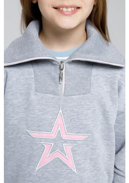 Купить костюм спортивный (толстовка+брюки) для девочек «звезда» серый меланж в интернет-магазине ArmRus по выгодной цене. - изображение 5