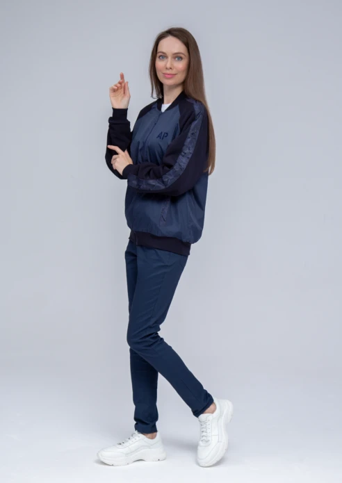 Купить куртка-бомбер женская «ар» синяя в Москве с доставкой по РФ - изображение 14