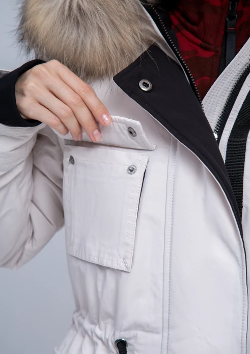 Купить куртка утепленная женская (натуральный мех енота) белая в Москве с доставкой по РФ - изображение 9