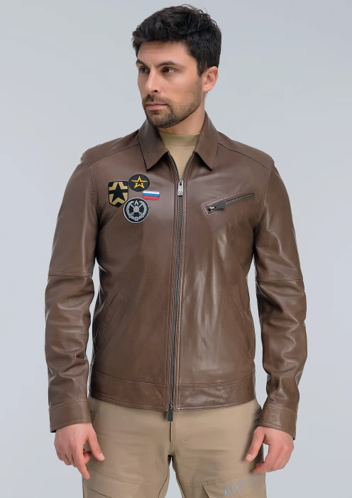 Купить куртка пилот кожаная «св» бежевая в интернет-магазине ArmRus по выгодной цене. - изображение 3