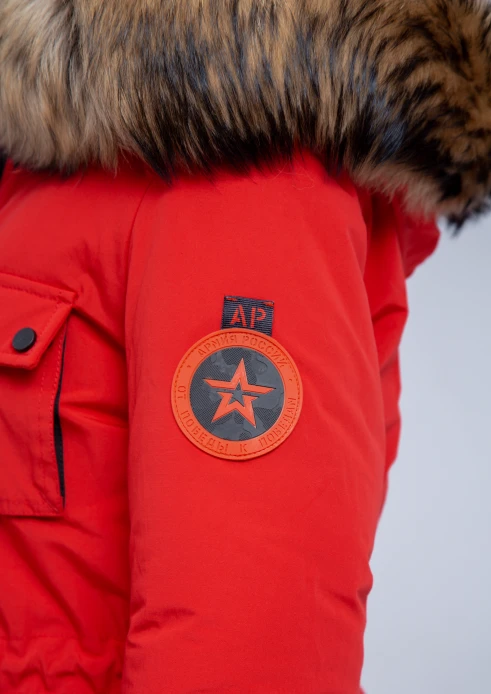 Купить куртка утепленная женская (натуральный мех енота) красная в Москве с доставкой по РФ - изображение 8