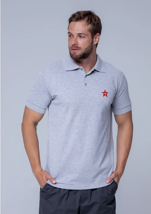 Купить футболка-поло пике мужская «звезда» серый меланж в интернет-магазине ArmRus по выгодной цене. - изображение 1