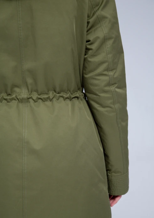 Купить куртка утепленная женская (натуральный мех енота) хаки в Москве с доставкой по РФ - изображение 13