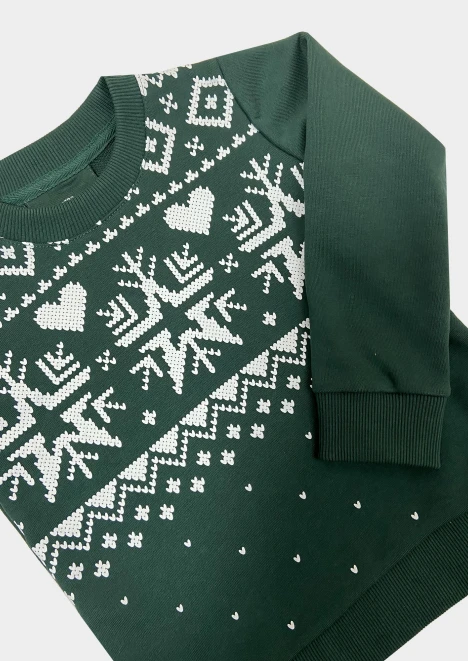 Купить свитшот детский «снежинка» зеленый в интернет-магазине ArmRus по выгодной цене. - изображение 5