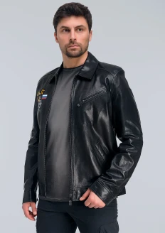 Куртка пилот кожаная «ВКС» черная - черный
