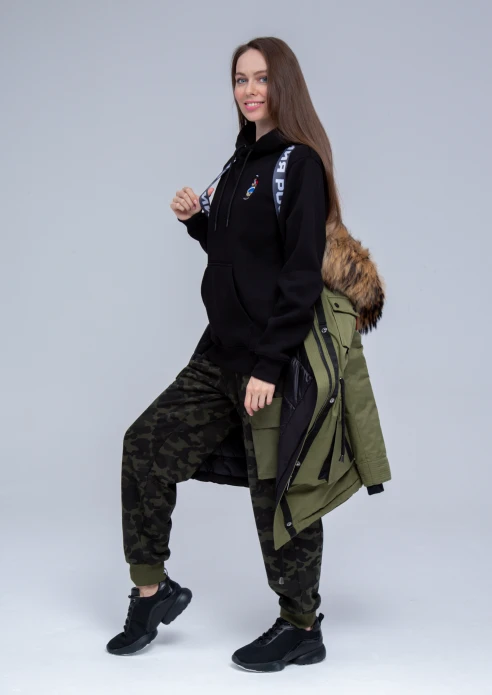 Купить куртка утепленная женская (натуральный мех енота) хаки в Москве с доставкой по РФ - изображение 7