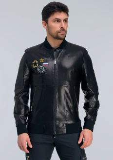 Куртка-бомбер кожаная «ВДВ» черный: купить в интернет-магазине «Армия России