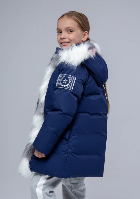 Купить куртка-парка утепленная для девочки «армия россии» синяя в интернет-магазине ArmRus по выгодной цене. - изображение 3