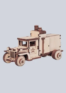 Игрушка-конструктор из дерева советский грузовик-компрессор «ЗИС-5» 53 детали - 