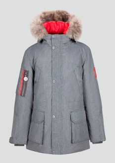 Куртка-парка утепленная детская «Армия России» серая - серый