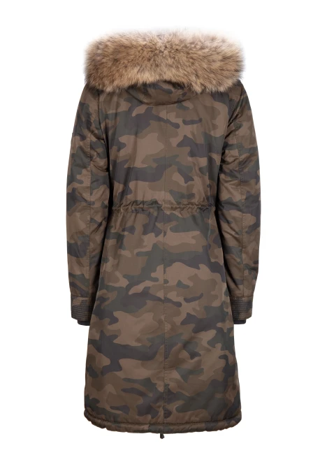 Купить куртка утепленная женская (натуральный мех енота) хаки камуфляж в Москве с доставкой по РФ - изображение 25