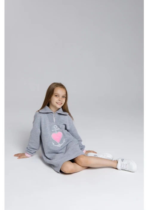 Купить платье-рубашка для девочек «якорь» серый меланж в интернет-магазине ArmRus по выгодной цене. - изображение 11