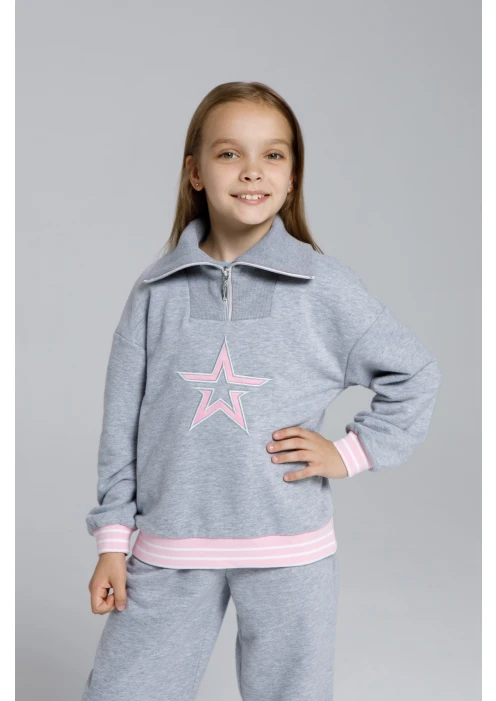 Купить толстовка для девочки «звезда» серый меланж в интернет-магазине ArmRus по выгодной цене. - изображение 1