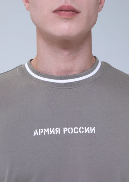 Купить футболка мужская «армия россии» цемент с полосатыми манжетами в интернет-магазине ArmRus по выгодной цене. - изображение 4