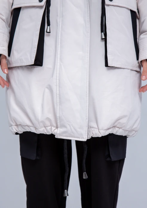 Купить куртка утепленная женская (натуральный мех енота) белая в Москве с доставкой по РФ - изображение 12