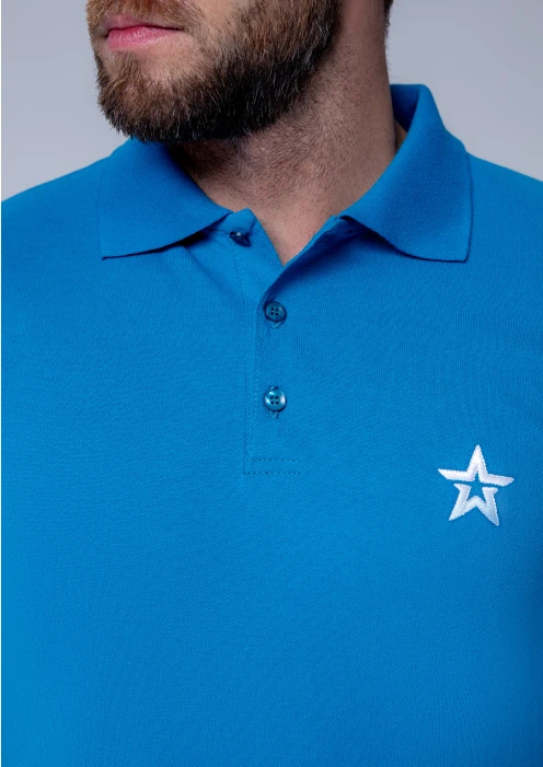 Купить футболка-поло пике мужская «звезда» голубая в интернет-магазине ArmRus по выгодной цене. - изображение 6
