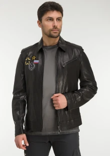  Куртка-пилот кожаная «ВМФ» черная: купить в интернет-магазине «Армия России