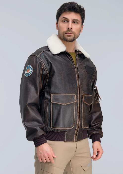 Купить куртка кожаная «победа» с уникальным принтом на спине в интернет-магазине ArmRus по выгодной цене. - изображение 4